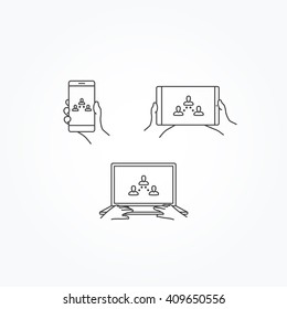 Teamwork Icon on Phone, Tablet & Laptop