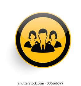 Teamwork icon on yellow button background,clean vector