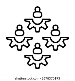 Icono de trabajo en equipo en la Ilustración vectorial de estilo de esquema