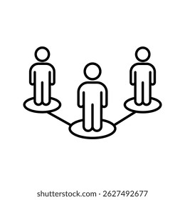 Ícone de trabalho em equipe no estilo de vetor de estrutura de tópicos. Representa colaboração, esforço de equipe, cooperação e trabalho em grupo. Perfeito para negócios, gerenciamento de projetos, aplicativos de formação de equipes e plataforma de trabalho em equipe corporativa