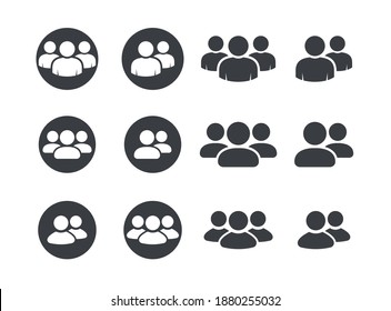 Icono de trabajo en equipo. Vector de siluetas de personas. Icono social. Estilo plano. Red de grupos de usuarios. Grupo de equipo corporativo. Icono de miembro de la comunidad. Actividad de trabajo del equipo de negocios. Icono de unidad de personal 