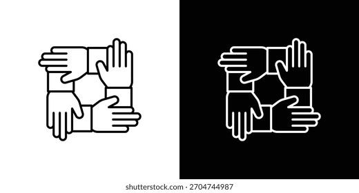 Pixel de icono de trabajo en equipo perfecto. Símbolo de contorno. Dibujo lineal simple.