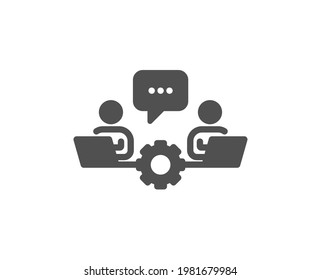 Teamwork icon. Remote office sign. Team employees symbol. Quality design element. Flat style teamwork icon. Editable stroke. Vector