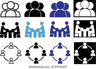 Icono del trabajo en equipo que representa la colaboración, la cooperación y la unidad. Sencillo símbolo de Vector plano de personas trabajando juntas, apto para conceptos de negocios, corporativos, gerenciales, líderes, startups y trabajo en equipo. Aislado en el fondo blanco y editable para el Web, el App, y el diseño de UI.