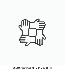 Teamwork icon set in black color
