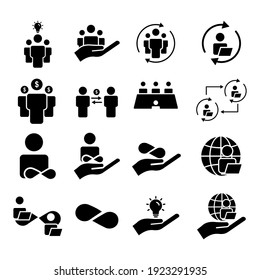 Teamwork icon set. Business symbol. simple illustration mobile concept app line icon and web design. Editable stroke. Design template vector