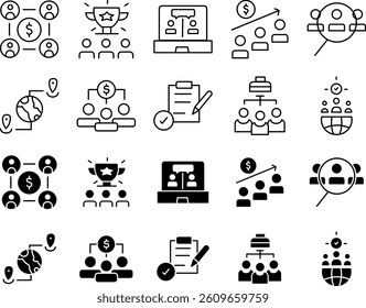 Teamwork Icon Set – Collaboration and Office Team Concepts