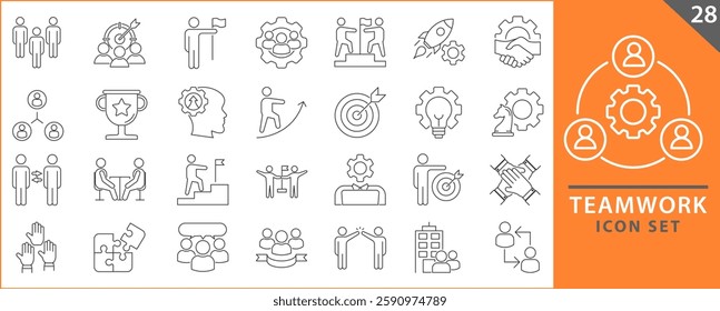 Teamwork icon set. Collection of teamwork, collaboration, and more. Vector illustration. Teamwork icons.