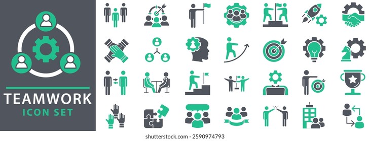 Teamwork icon set. Collection of teamwork, collaboration, and more. Vector illustration. Teamwork icons.