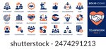 Teamwork icon set. Collection of goal setting, team target, leadership, collaboration and more. Vector illustration. Easily changes to any color.