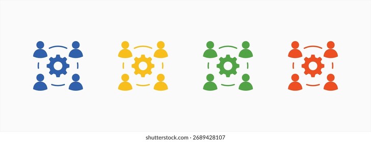 Conjunto de Ícones de Trabalho em Equipe Cor Coleção de Vários Estilos