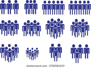Symbolsatz für Teamwork. Handsymbolsatz für Zusammenarbeit. Symbol für Zusammenarbeit. blaue Farbe
