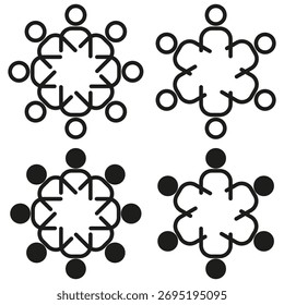 Conjunto de iconos de trabajo en equipo. Símbolos de círculo de grupo. Concepto de negocio simple. colección de la comunidad Vector. EPS 10.