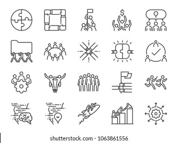 Teamwork Icon Set. Included The Icons As Company, Collaboration, Participation, Success, Together, Business, Unity, People And More