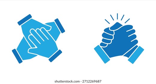 Conjunto de iconos de trabajo en equipo en estilo de línea. Aislado en el fondo blanco, trabajando juntos signo, Ilustración vectorial