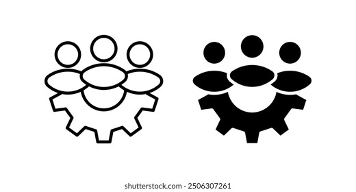 Conjunto de iconos de trabajo en equipo. Símbolo de gestión.  Signo de la gestión del trabajo en equipo. para el concepto móvil y el Diseño web. Ilustración vectorial sobre fondo blanco