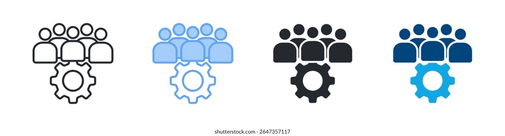 Teamwork Icon Set Multiple Style. Designed In Outline, Blue, Glyph, Dual Tone
