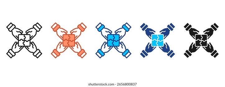 Conjunto de Ícones de Trabalho em Equipe de Coleção de Vários Estilos