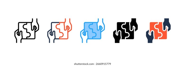 Teamwork icon set multiple style collection