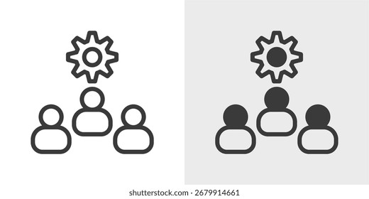 Conjunto de iconos de trabajo en equipo en esquema y Ilustración vectorial de estilo mixto