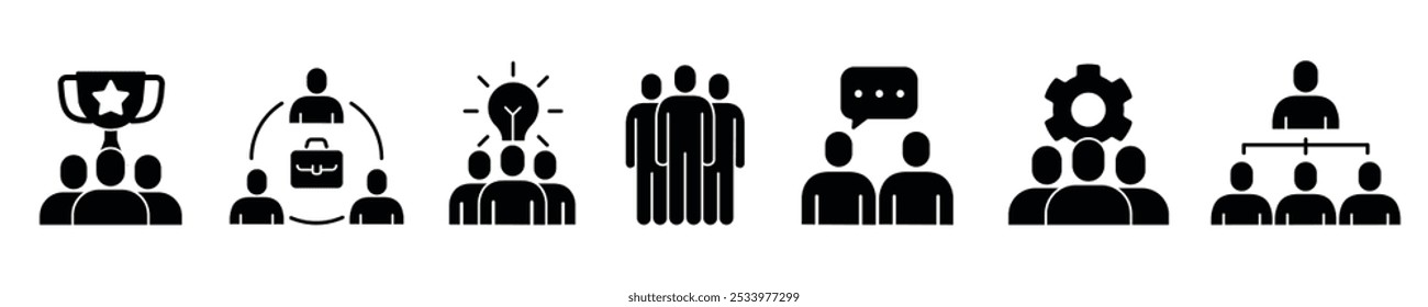 Ícone de trabalho em equipe definido. Ícone do grupo.