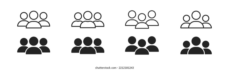 Teamwork icon set. Team sign. Community symbol. Picrogram of group of people. Flat design. Business concept. Vector illustration.