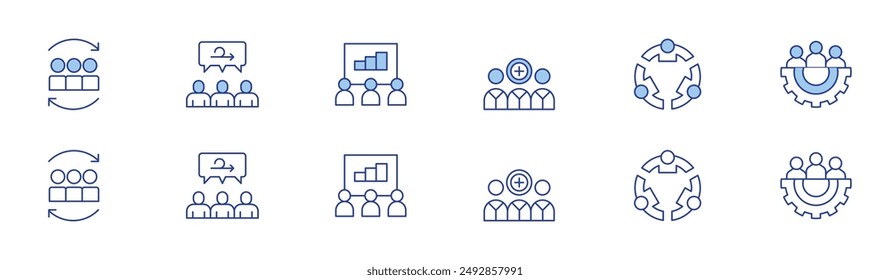 Teamwork icon set in two styles, Duotone and Thin Line style. Editable stroke. team management, teamwork, medical team, refresh.