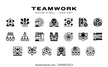 Teamwork Icon Set. Universal creative premium symbol. Vector sign icon logo template. Vector illustration