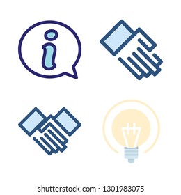 teamwork icon set. vector set about idea, handshake, information and hand icons set.