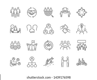 Teamwork Icon Set. Vector Illustration.