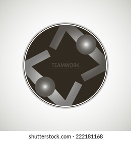 Teamwork icon silver concept style modern stamp