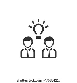 Teamwork icon in single color. Business communication discussion idea solution solving challenge