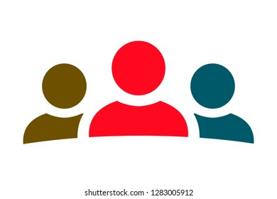 Teamwork icon, staff, partnership, three person sign - vector