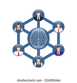 Teamwork. Icon, symbol. Concept of teamwork that leads company to success. 