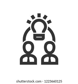 Teamwork icon in thick outline style. Black and white monochrome vector illustration.