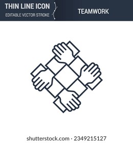 Teamwork Symbol - Thin Line Business Symbol. Ideal für Webdesign. Qualitätsübersicht, Vektorkonzept. Premium, Simple, Elegantes Logo