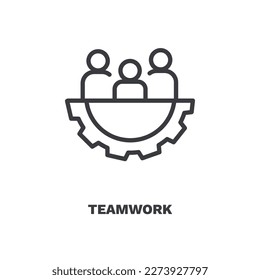 teamwork icon. Thin line teamwork icon from Human Resources collection. Outline vector isolated on white background. Editable teamwork symbol can be used web and mobile