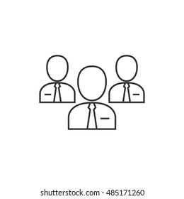 Teamwork icon in thin outline style. Business communication collaboration team office