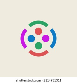 Teamwork Symbol, Einheit der Menschen Logo. Freundschaft, abstraktes Rundsymbol der Familie. Unterschrift der Wirtschaftsgemeinschaft Flachkonzept für Netzwerke