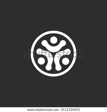 Teamwork icon, unity of people logo. Friendship, family abstract round symbol. Business community sign. Networking flat concept