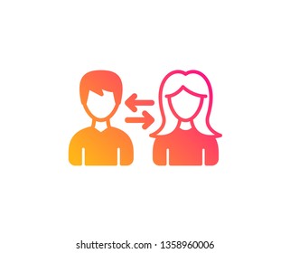 Teamwork icon. Users communication. Male and Female profiles sign. Person silhouette symbol. Classic flat style. Gradient people communication icon. Vector