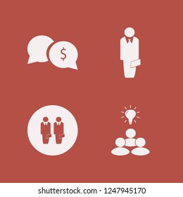 teamwork icon. teamwork vector icons set businessmen, money speech bubbles, group idea and businessman