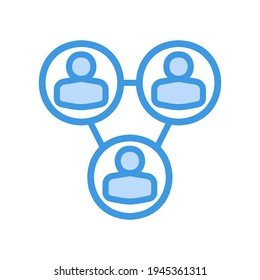 Teamwork icon vector illustration in blue style about marketing and growth for any projects, use for website mobile app presentation