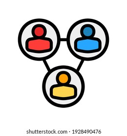 Teamwork icon vector illustration in filled line style about marketing and growth for any projects, use for website mobile app presentation