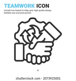 Teamwork icon vector with outline style isolated on white background. Vector illustration collaboration sign symbol icon concept for business, finance, industry, company, apps, web and project
