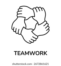 Teamwork Icon Vector Partnership, Collaboration, Business, Group, People with editable stroke.