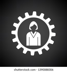 Icono de trabajo en equipo. Blanco sobre fondo negro. Ilustración vectorial.