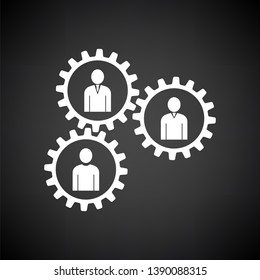 Teamwork-Symbol Weiß auf schwarzem Hintergrund. Vektorgrafik.