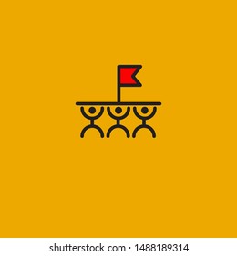 Teamwork icon, win flag, business success. Vector design