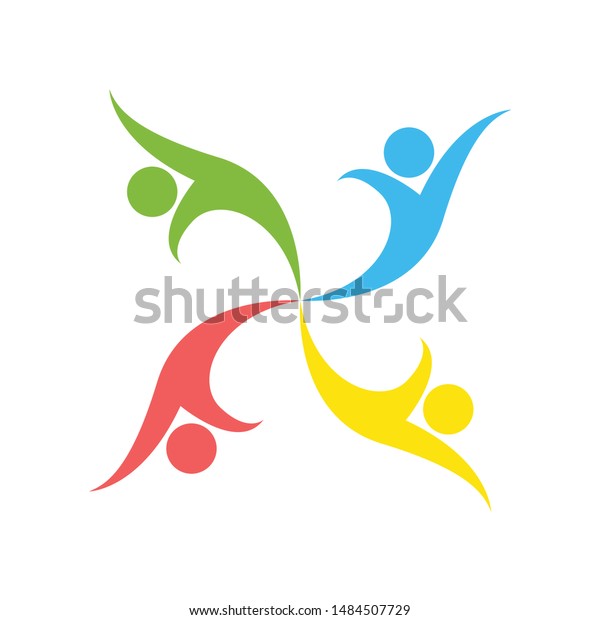 Teamwork Icongroup Four People Logo Handshake Stock Vector (Royalty ...